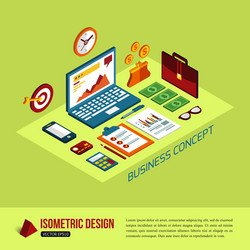 Business background with flat isometric icons vector