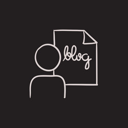 Man and sheet with word blog sketch icon vector