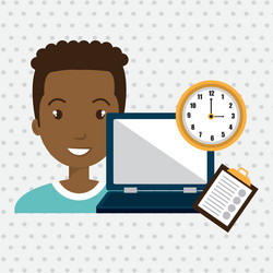 man with computer isolated icon design vector image