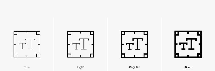 text size icon thin light regular and bold style vector image