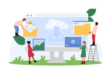 access to cloud service database tiny people vector image