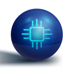 blue computer processor with microcircuits cpu vector image