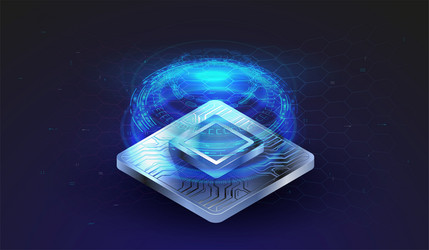 microchip processor with lights effects vector image