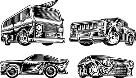 muscle cars and vintage transports set of retro Vector Image