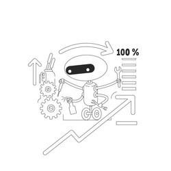 optimization bot thin line concept robot vector