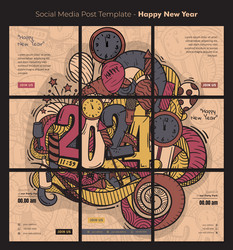 social media post template with doodle art vector