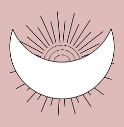 a crescent moon and linear sun in the style vector image