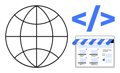 global web development coding and e-commerce vector image