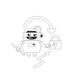 hacker bot thin line concept stealing personal vector image