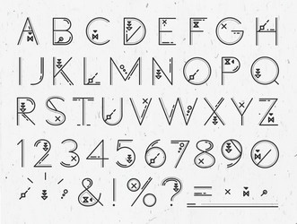 Linear Alphabet Font Set vector image