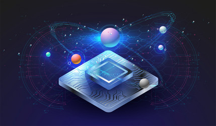 microchip processor with lights effects vector image