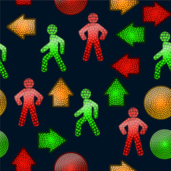 pattern with pedestrian traffic lights red vector