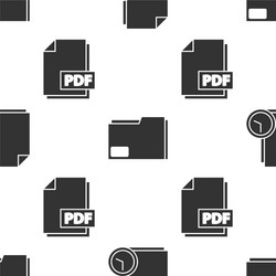 set document with clock folder and pdf vector