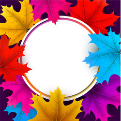 Autumn background with round frame and maple Vector Image