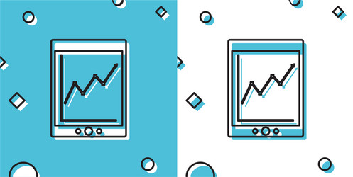 black tablet with statistic graph chart icon vector image