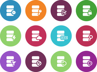 database circle icons on white background vector image