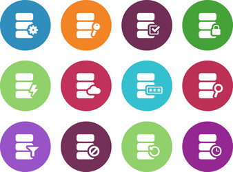 Database circle icons on white background vector