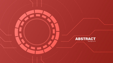 red background with circle and circuit technology vector image