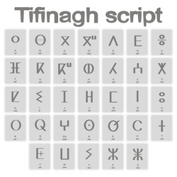set of monochrome icons with tifinagh script vector image