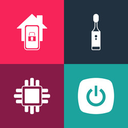 set pop art smart home processor with cpu vector image