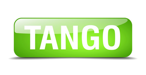 Tango green square 3d realistic isolated web vector