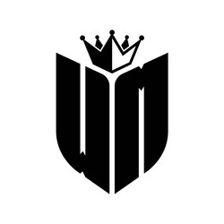 wm letter monogram with shield shape crown vector image