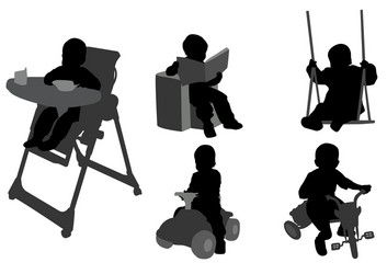 Child Silhouettes - Toddler Play Vector Image