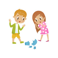 Childhood Mischief: Broken Vase Vector Image