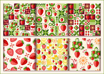 strawberry patterns in simple geometric style vector image