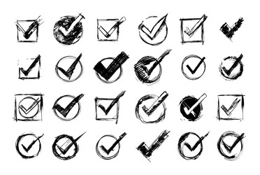 checkbox pencil sketch set circle square vector image