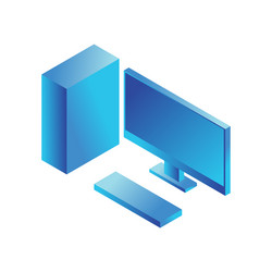 isometric pc monitor icon computer technology sign vector