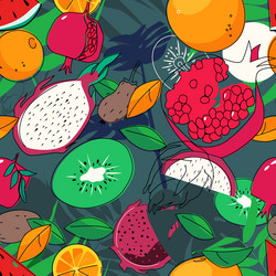 Seamless pattern with bright stylized fruits mood vector