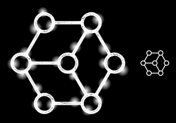 shining intersected mesh blockchain nodes vector image