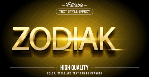 Editable text style effect - zodiac theme vector