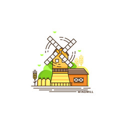 Farm and farming fields linear icons Royalty Free Vector