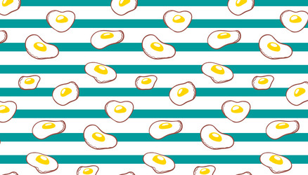 fried eggs seamless pattern with horizontal lines vector image