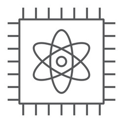 Quantum computing thin line icon technology vector