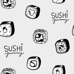 sushi isolated icons in seamless pattern