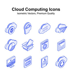 visually appealing cloud computing isometric set vector image
