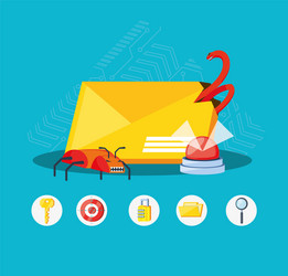 envelope mail with set icons cyber security vector image