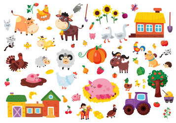 Set of farm animals Royalty Free Vector Image - VectorStock