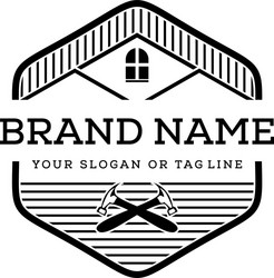 logo design roof and hammer vector