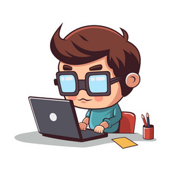 programmer at working developing and coding vector image