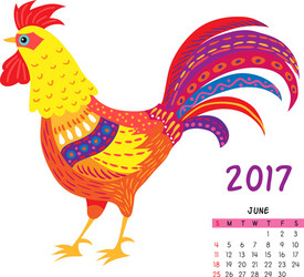 Roosters calendar june vector