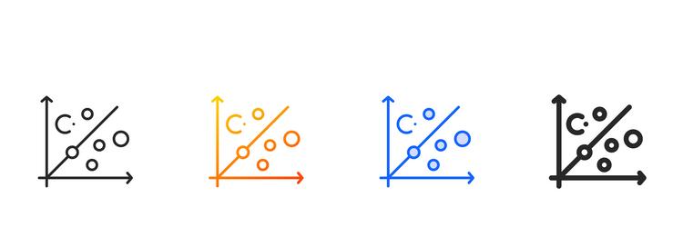 scatter plot iconthin linear gradient blue stroke vector image