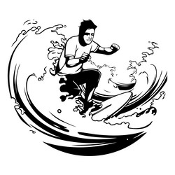 surfer on the wave of a water vector image