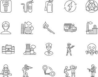 emergency line icons signs set outline vector