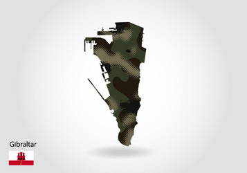 gibraltar map with camouflage pattern forest vector image