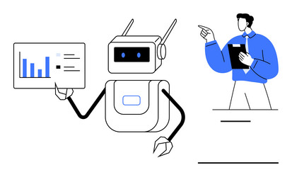 robot presenting data insights to professional vector image
