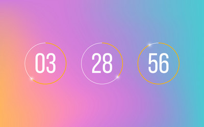 countdown clock timer on soft gradient background vector